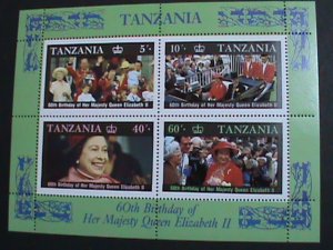 TANZANIA 1987-SC#336a QUEEN ELIZABETH II 60TH BIRTHDAY-MNH-S/S SHEET-VERY FINE