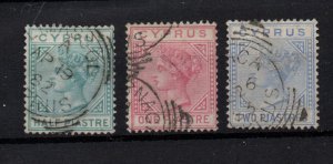 Cyprus QV 1881 1/2pi, 1pi & 2pi SG11-12-13 fine used WS30210