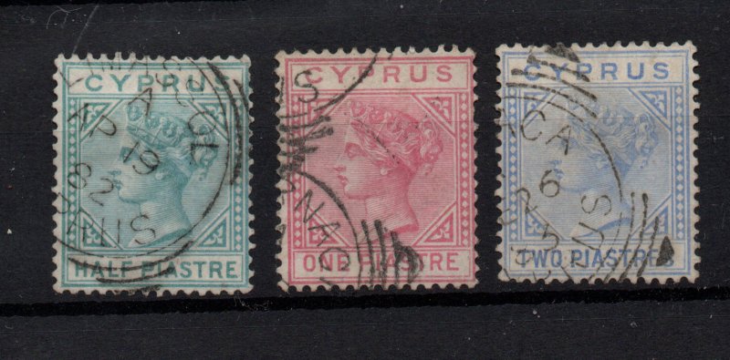 Cyprus QV 1881 1/2pi, 1pi & 2pi SG11-12-13 fine used WS30210