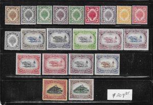 MALAYA-KEDAH- SCOTT #23-43 1921-36 PICTORIALS SHORT SET- WMK 4- MINT LIGHT HINGE