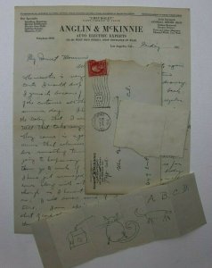 Vintage Anglin & McKinnie Auto Electric Letterhead Taft CA 1916 Flag Hand Cancel