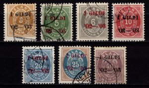 Iceland 1902-03 Def., Optd. 1 GILDI ’02-‘03, Part Set [Used]