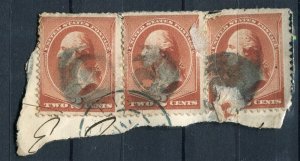 USA; 1870s early classic Washington issue used shade of 2c. + Postmark Piece