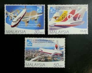 *FREE SHIP Malaysia 50 Years Aviation 1997 Airplane Vehicle Transport (stamp MNH