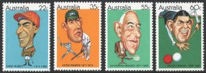 Australia SC#772-775 22¢-60¢ Caricatures of Sporting Personalities (1981) MNH