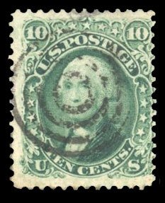 United States, 1861-66 #68 Cat$55, 1861 10c green, used