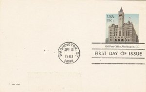 U.S. Washington D.C 1983 Cancel FDC Old Post Office,Wash. Illust Post Card 44626