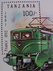 TANZANIA-1991 SC#807- LOCOMOTIVE-FRANCE 1952 TRAIN S/S MNH-VERY FINE