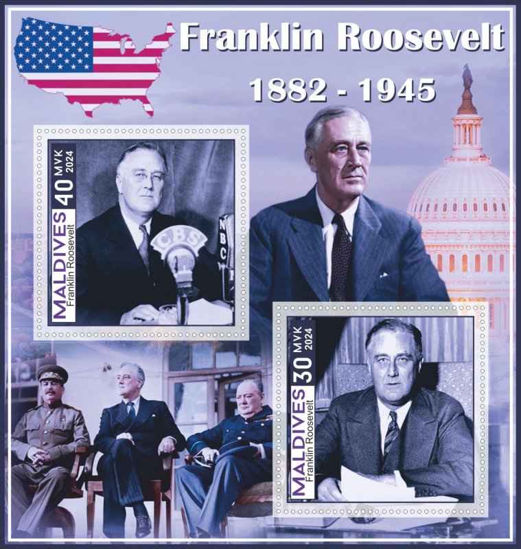 Stamps. Presidents USA Franklin Roosevelt 2024 year 8 sheet perforated NEW