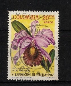 COLOMBIA 1965 5TH PHILATELIC EXHIBITION BOGOTA NATIONAL FLOWER ORCHID  USED