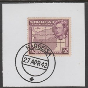 SOMALILAND 1938 KG6 SIDE FACE 2r  on piece with MADAME JOSEPH  POSTMARK