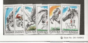 ROMANIA Sc 3736-41 NH issue of 1992 - HORSES