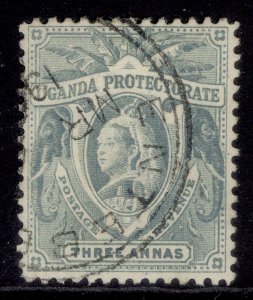 UGANDA QV SG87a, 3a bluish grey, FINE USED. Cat £20. CDS