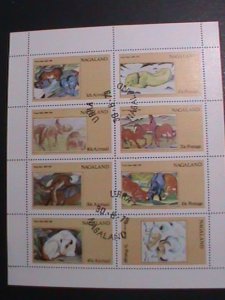 ​NAGALAND-1973 WORLD LOVELY ANIMALS- CTO SHEET-VF -WITH FIRST DAY CANCEL