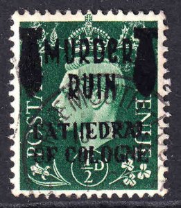 GREAT BRITAIN 258 MURDER RUIN CATHERDRAL OF COLOGNE OVERPRINT USED VF SOUND