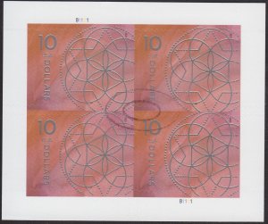 CANCELED POSTAL COUNTERFEIT SHEETLET FOR STUDY #5755, $10 FLORAL GEOMETRY