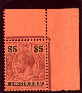 British Honduras 1913 KGV $5 purple & black/red superb MNH. SG 110. Sc 84.