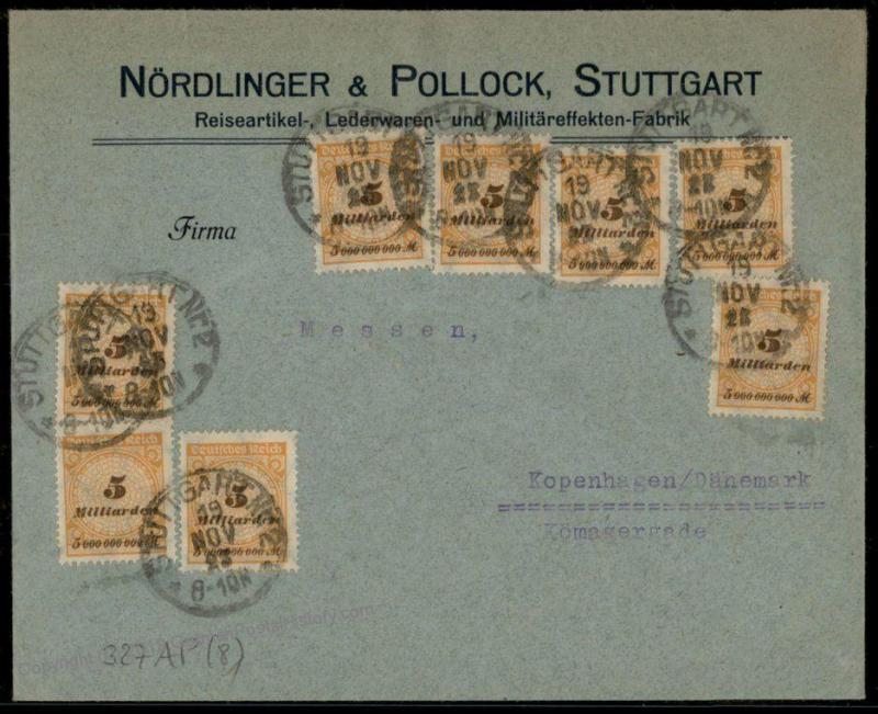 Germany Inflation Cover Nov 19 1923 Last Day Rate to Denmark 40 Billion Ma 72693