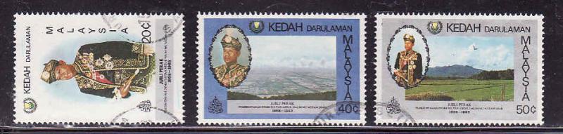 Malaysia Kedah-Sc #127-29-used set-Sultan Installation anniv