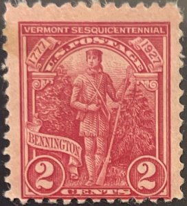 Scott #643 1927 2¢ Vermont Sesquicentennial unused HR