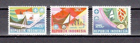 Indonesia, Scott cat. 991-993. National Scout Jamboree issue. Light Hinged.