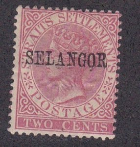 Malaya - Selangor # 9, Straits Settlements Stamp Overprinted, Hinged 1/2 Cat.