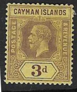 CAYMAN ISLANDS SG45b 1912 3d PURPLE AND YELLOW  MTD MINT