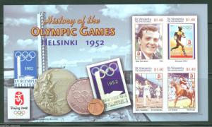 ST. VINCENT HISTORY OF THE OLYMPIC GAMES  SC#3603  SHEET IMPERFORATED MINT NH