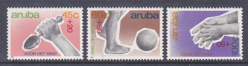 Aruba B16-18 MNH 1989 Children - Baby Spoon Chasing Ball Child Holding Hands Set