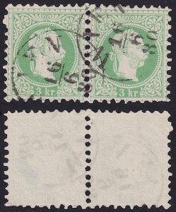 Austria - pair 3kr 1874 - Scott #35 - Franz Josef