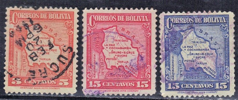 BOLIVIA SC# 221+224-5 **USED**   1935    SEE SCAN