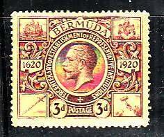 Bermuda-Sc#76- id6-unused hinged 3d KGV-1921-brown gum-scanner has created