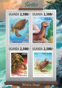 UGANDA - 2013 - Tortoises/Turtles - Perf 4v Sheet - Mint Never Hinged