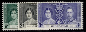 GIBRALTAR GVI SG118-120, 1937 CORONATION set, NH MINT.