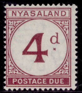 NYASALAND PROTECTORATE GVI SG D4, 4d purple, NH MINT. Cat £30.