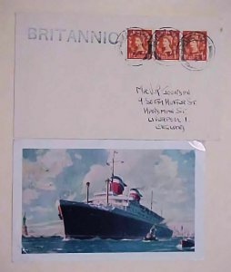 IRELAND PAQUEBOT on 1954 ENGLAND ALSO 1955 ON SHIP POSTAL CARD