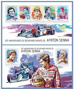 GUINEA BISSAU 2014 2 SHEETS gb14103ab SENNA F1 FORMULE 1 CAR