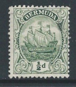 Bermuda #41a MH 1/2p Caravel - Dark Green - Wmk. 3