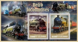 Stamps.Transport. Trains. Locomotives 2022 year 1+1 sheets perf Congo