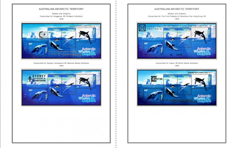 COLOR PRINTED AUSTRALIAN ANTARCTIC 1957-2020 STAMP ALBUM PAGES (44 illus. pages)