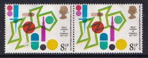 Great Britain  #806 used  1977 chemistry  8 1/2 p  pair