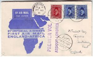 1931 Asyut Egypt to England First Flight Cover via Imperial Airways FFC