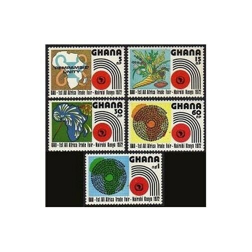 Ghana 440-444,MNH.Michel 453-457. All-Africa Trade Fair,1972.Map,Fireworks.