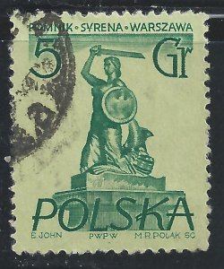 Poland #668 5g Warsaw Monument Mermaid - Used