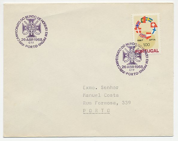 Cover / Postmark Portugal 1968 Hockey - World Championship