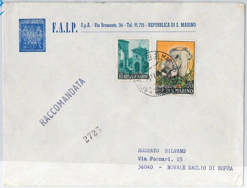 59814 -  SAN MARINO - POSTAL HISTORY:  REGISTERED  COVER  1967 -  MUSHROOMS