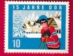 GERMANY DDR SCOTT#738 1964 10pf WINTER TOURIST, SNOWY VILLAGE - MNH