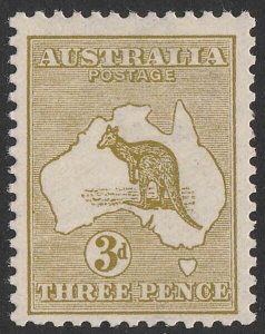 AUSTRALIA 1913 Kangaroo 3d 1st wmk Die I. MNH **. SG 5. ACSC 12A cat $675.