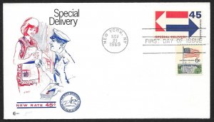 UNITED STATES FDC 45¢ Special Delivery 1969 Cover Craft