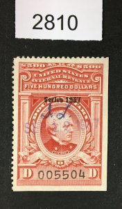 MOMEN: US STAMPS # R710 REVENUE USED LOT #G 2810